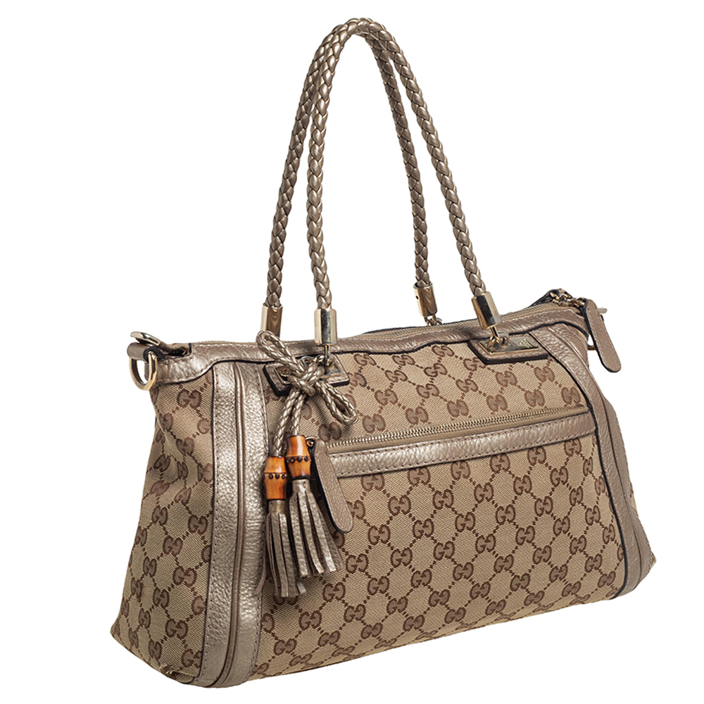 

Gucci Beige/Gold GG Canvas and Leather Bell Tote