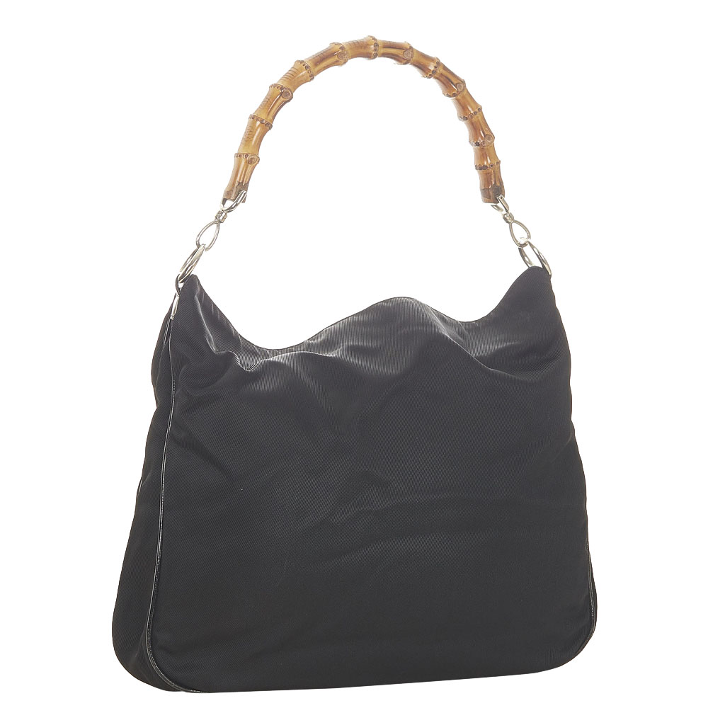 

Gucci Black Canvas Bamboo Bag