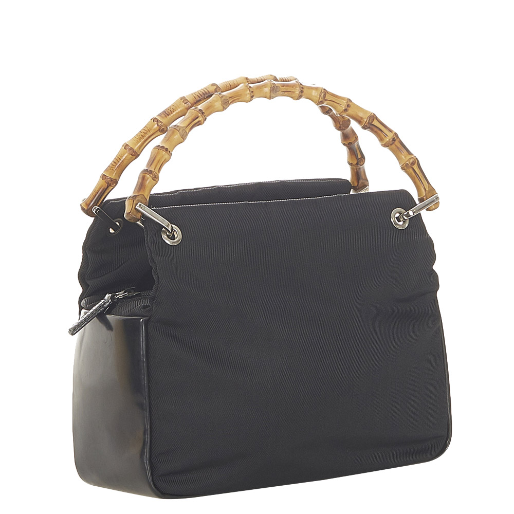 

Gucci Black Canvas Bamboo Bag