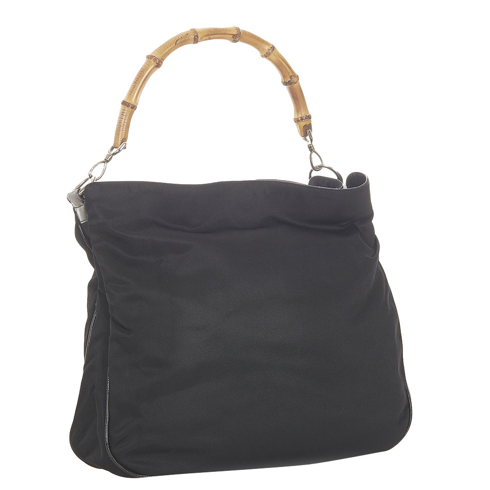 

Gucci Black Canvas Bamboo Shoulder Bag