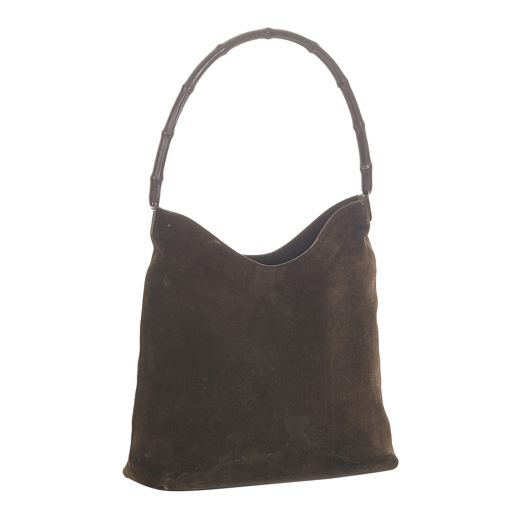 

Gucci Brown Suede Bamboo Shoulder Bag