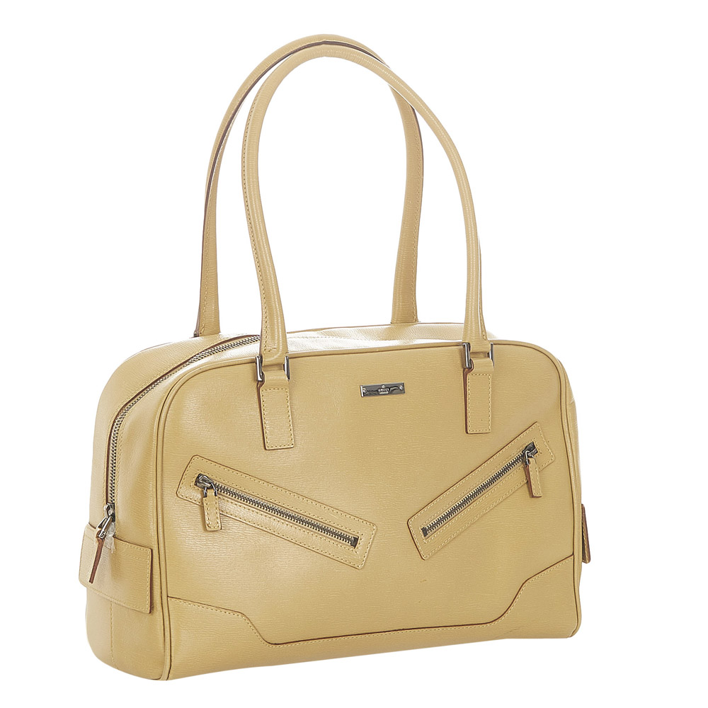 

Gucci Brown Calf Leather Satchel, Beige