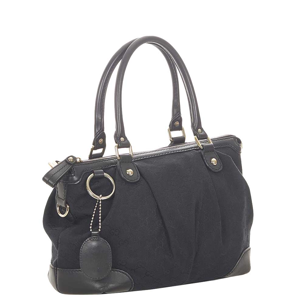

Gucci Black GG Canvas and Leather Sukey Bag