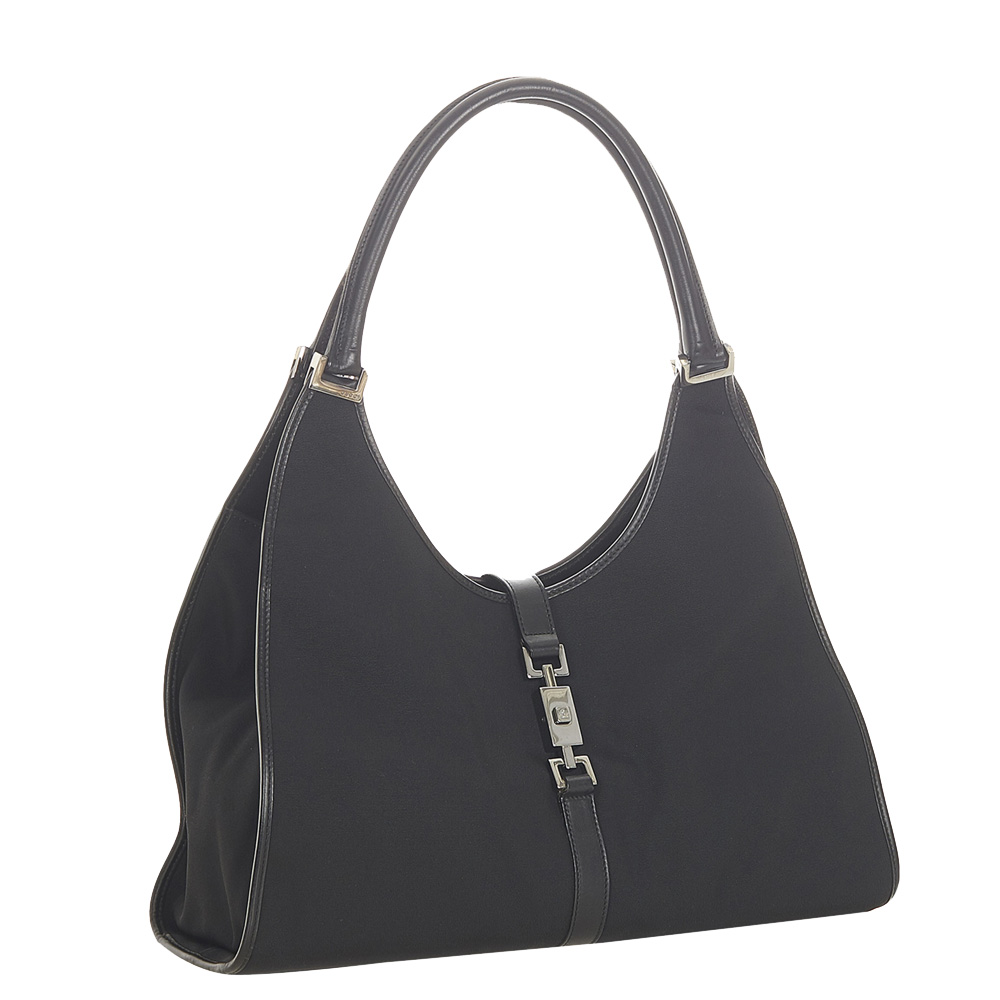 

Gucci Black GG Canvas Jackie Hobo Bag