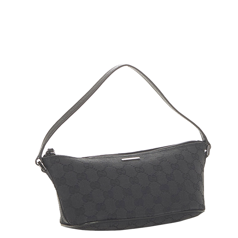 

Gucci Black GG Canvas Boat Baguette Bag