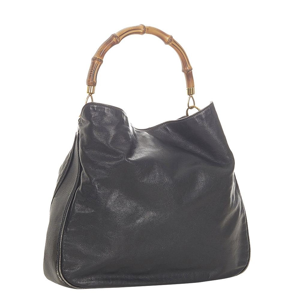 

Gucci Black Leather Bamboo Shoulder Bag