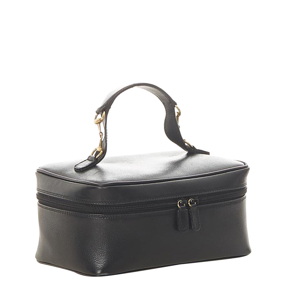 

Gucci Black Leather Horsebit Vanity Bag