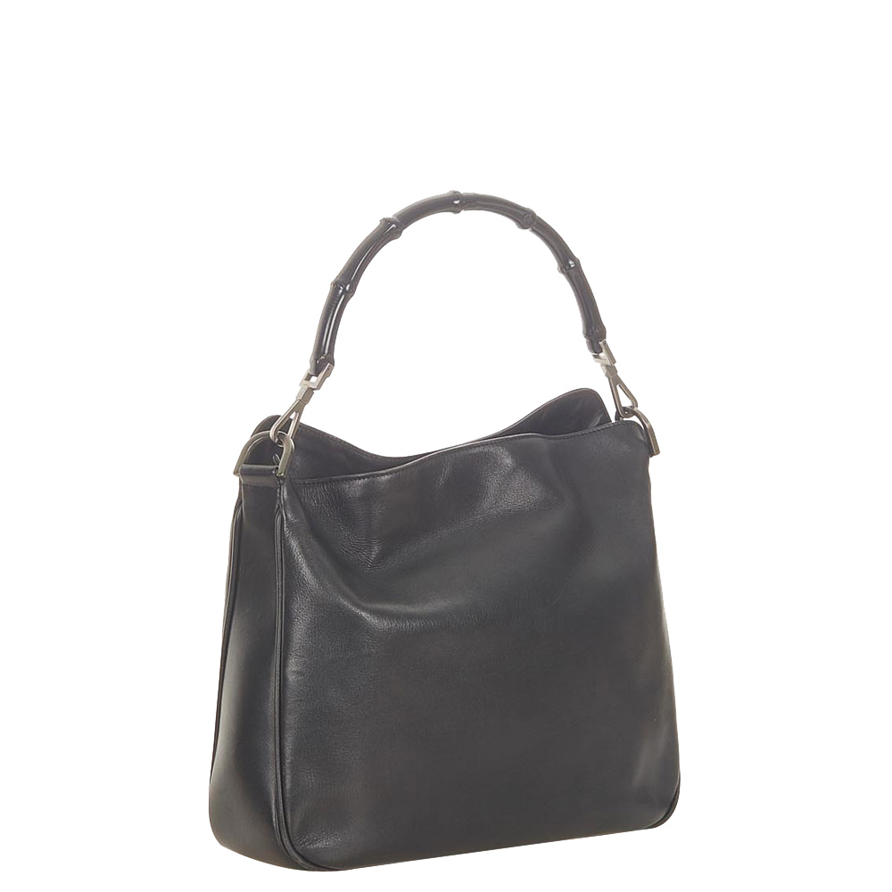 

Gucci Black Leather Bamboo Shoulder Bag