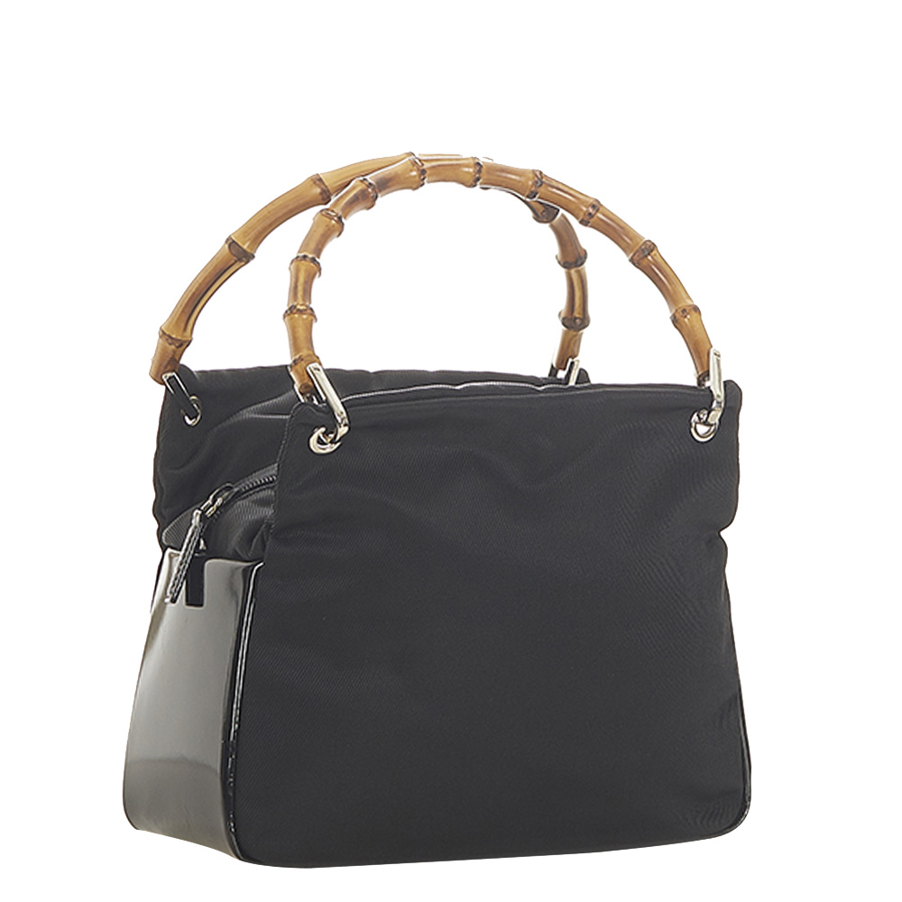 

Gucci Black Canvas Bamboo Shoulder Bag
