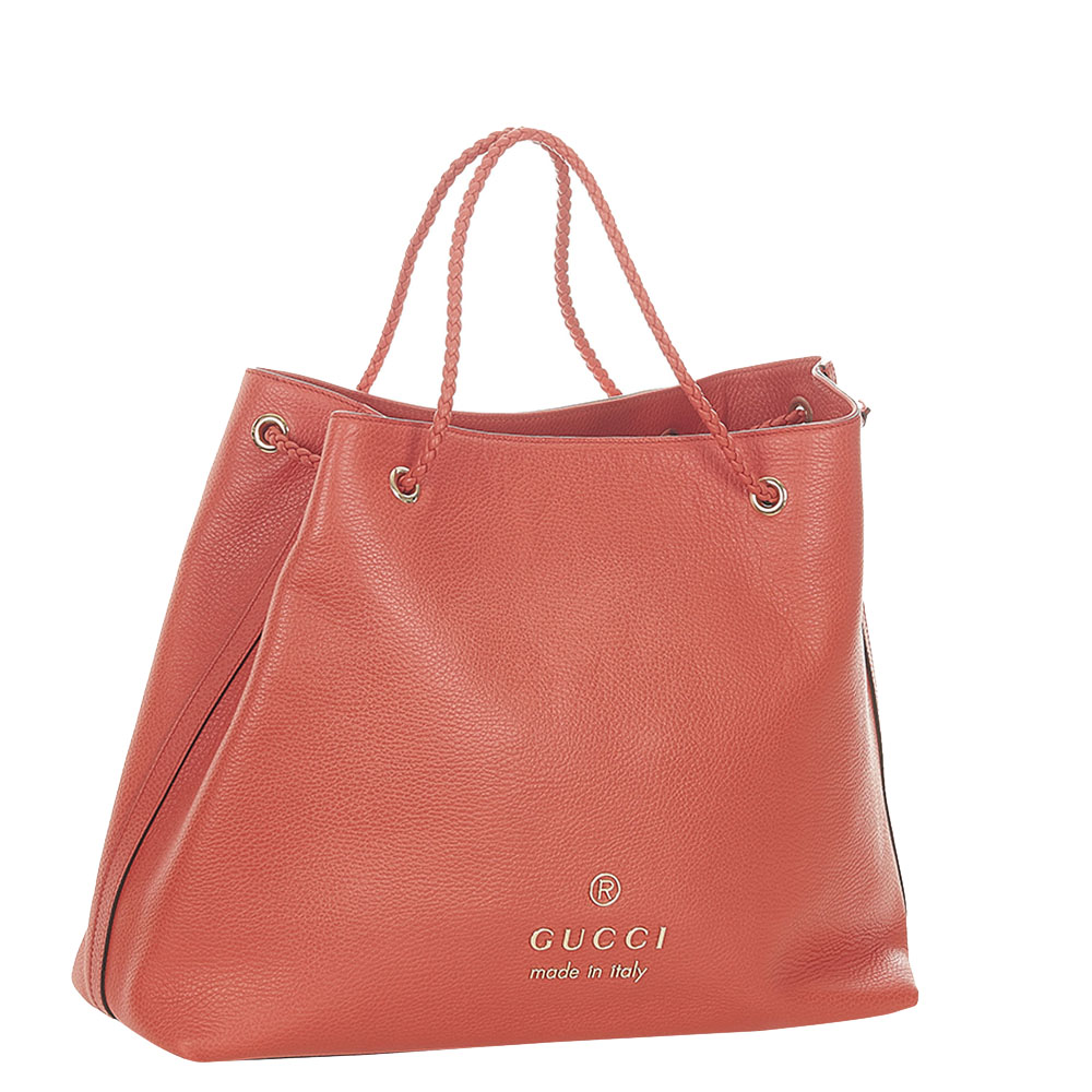 

Gucci Red Leather Gifford Tote Bag