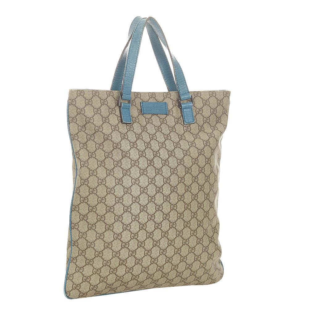 

Gucci Brown/Blue GG Supreme Canvas Tote Bag, Beige