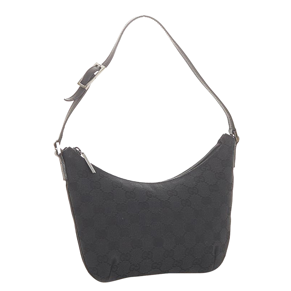 

Gucci Black GG Canvas Baguette Bag, Grey