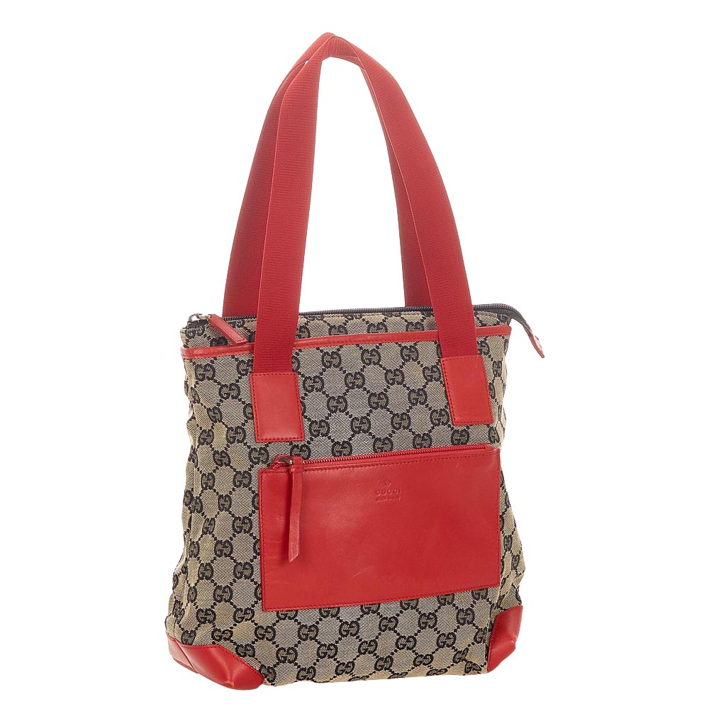 

Gucci Red/Brown GG Canvas Tote Bag