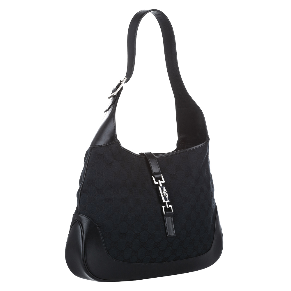 

Gucci Black GG Canvas Jackie Shoulder Bag