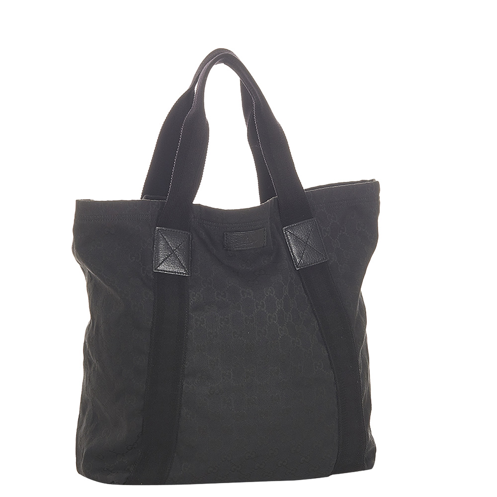 

Gucci Black Web Canvas Tote Bag