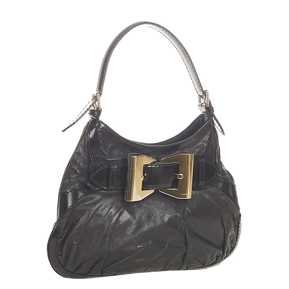 

Gucci Black Leather Dialux Queen Tote Bag