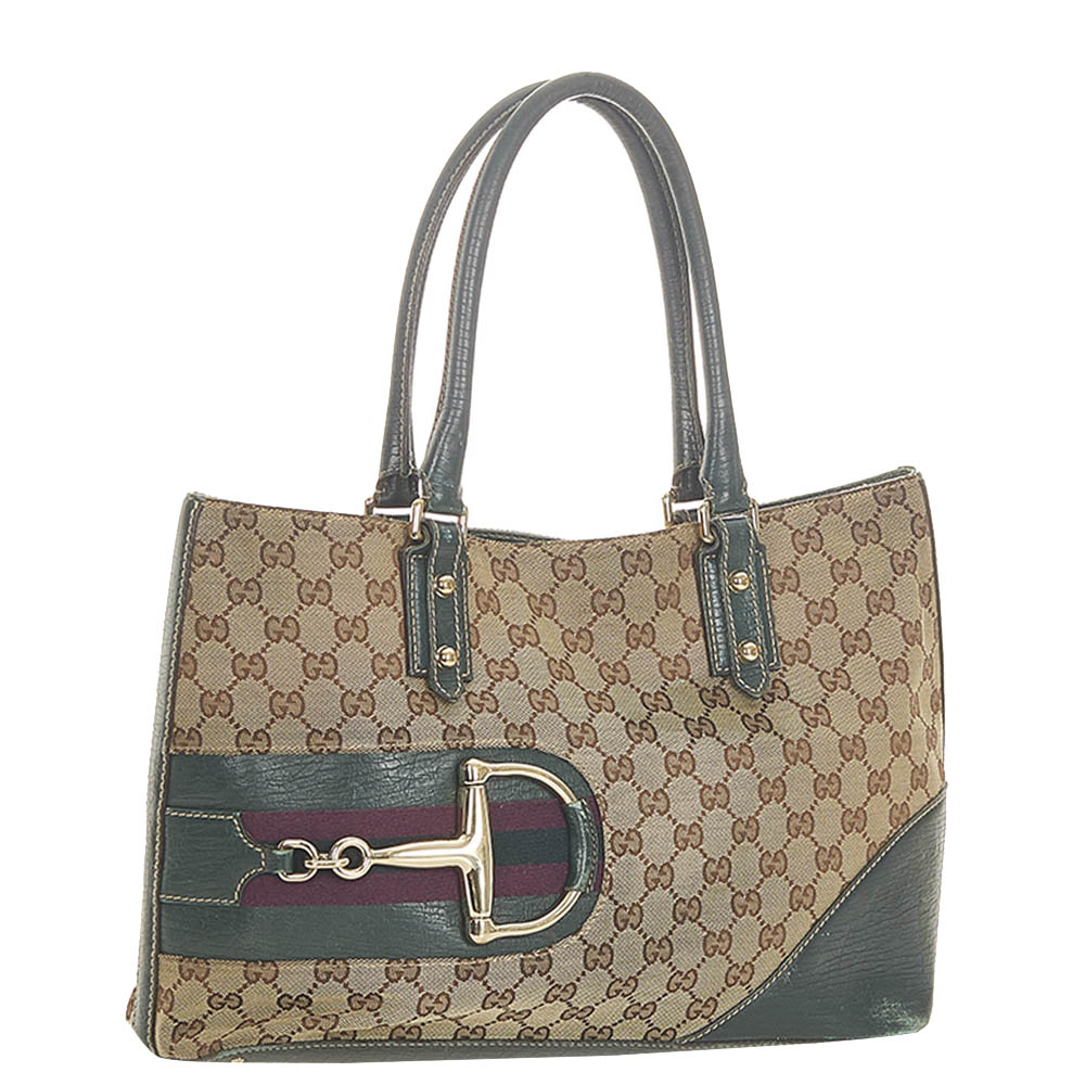 

Gucci Brown/Beige GG Canvas Hasler Tote Bag