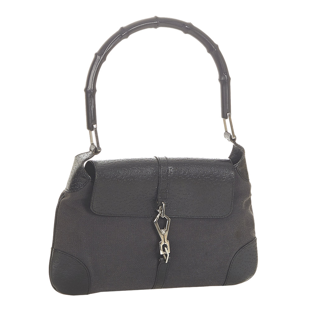 

Gucci Black Canvas Bamboo Jackie Shoulder Bag