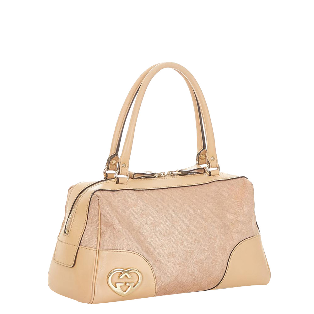 

Gucci Beige GG Canvas and Leather Lovely Boston Bag
