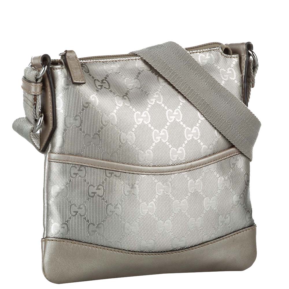 

Gucci Silver GG Imprime Canvas Crossbody Bag