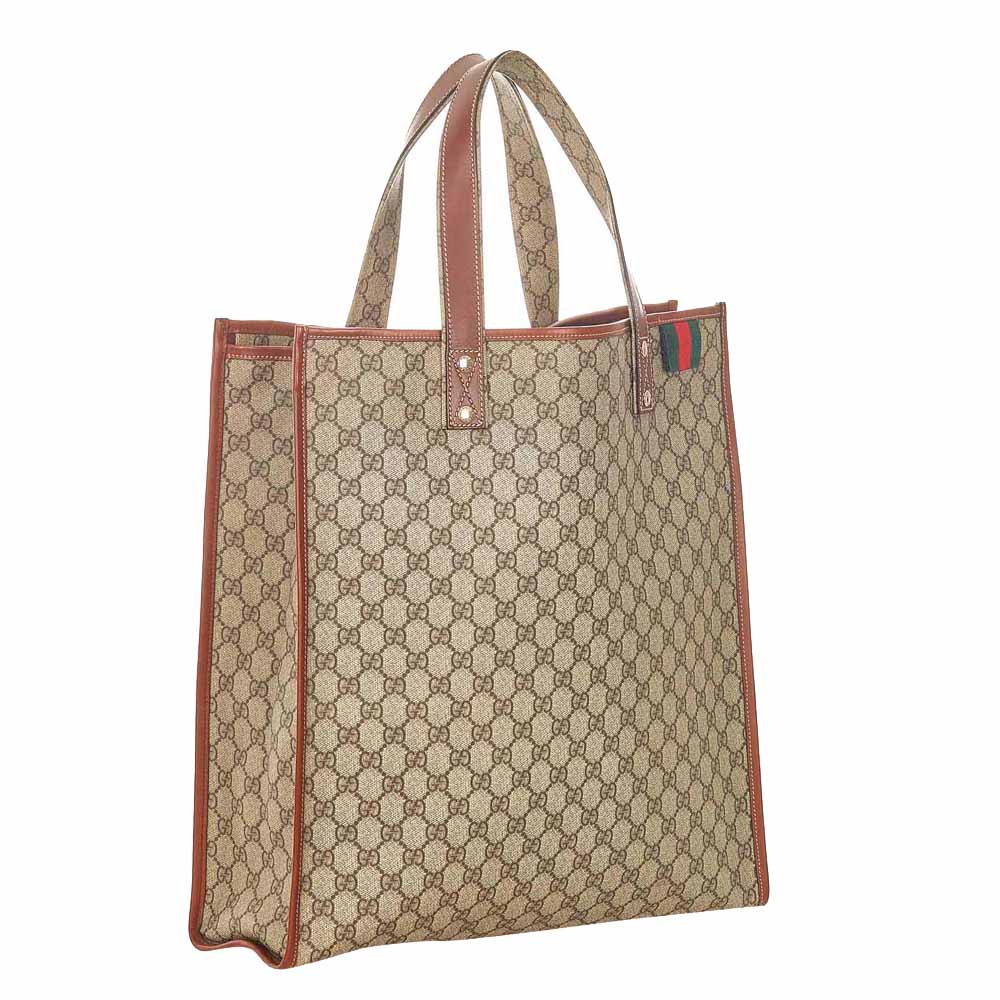 

Gucci Brown Large GG Supreme Canvas Shopper Tote Bag, Beige