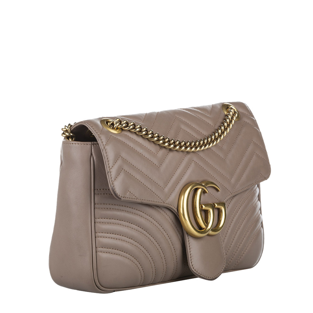 

Gucci Brown Leather GG Marmont Medium Crossbody Bag, Beige