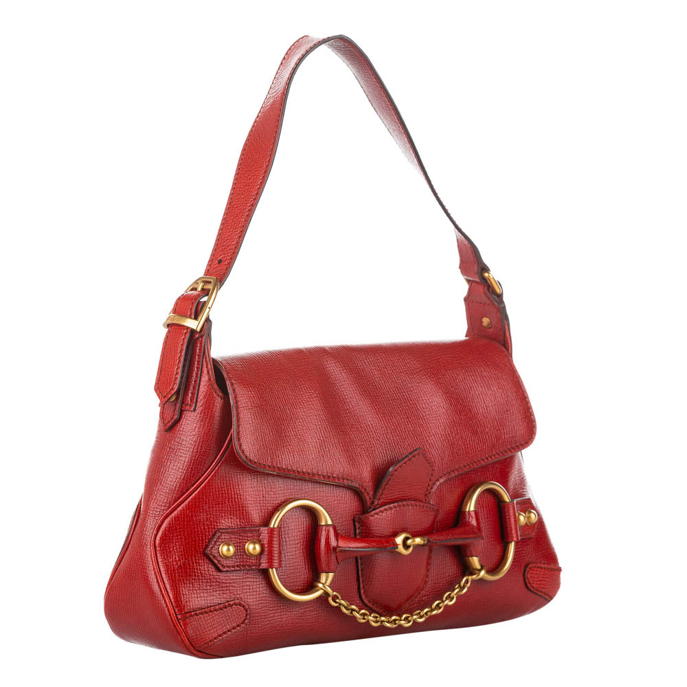 

Gucci Red Leather Horsebit Shoulder Bag