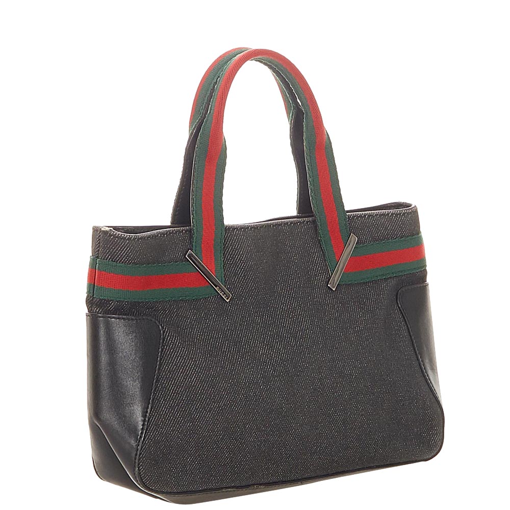 

Gucci Black Web Denim Tote Bag