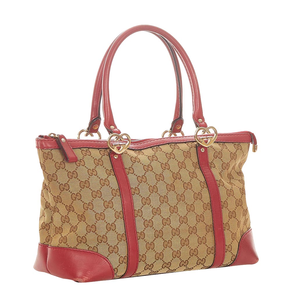 

Gucci Brown/Red GG Canvas Lovely Tote Bag