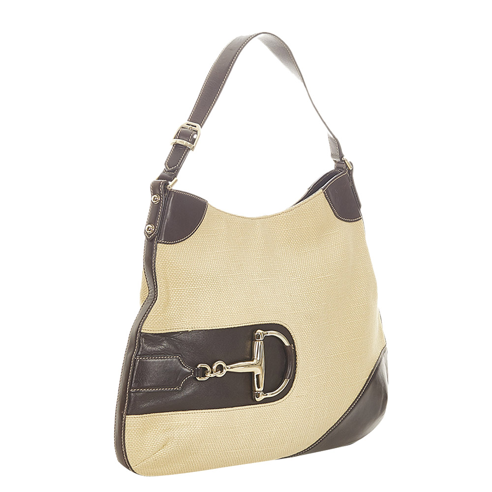 

Gucci Beige Fabric Hasler Horsebit Shoulder Bag