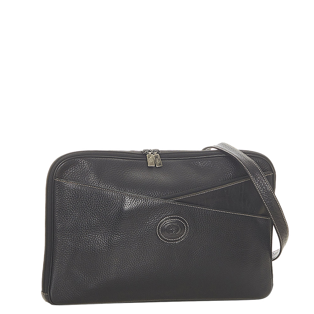 

Gucci Black Leather Interlocking Shoulder Bag