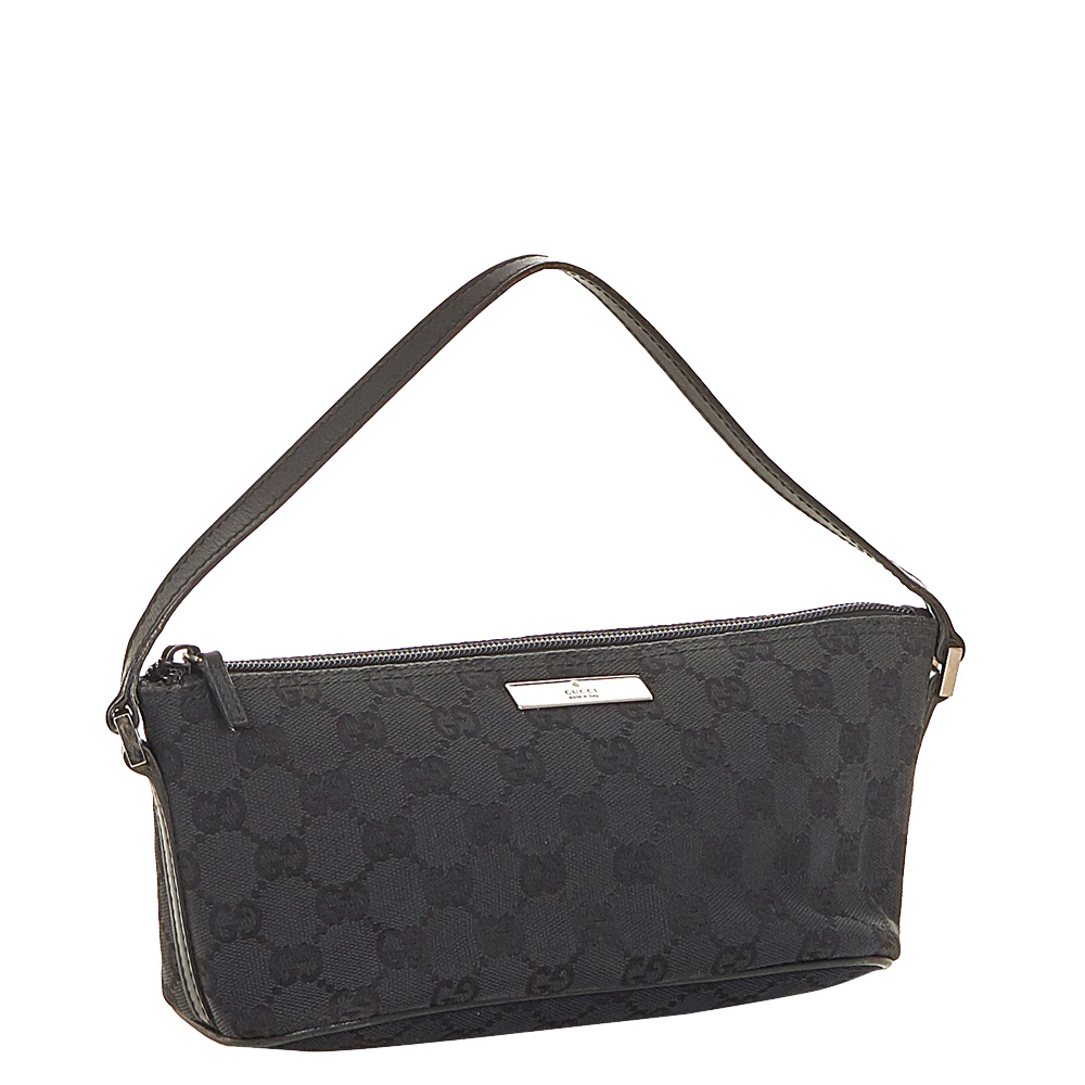 

Gucci Black GG Canvas Boat Baguette Bag