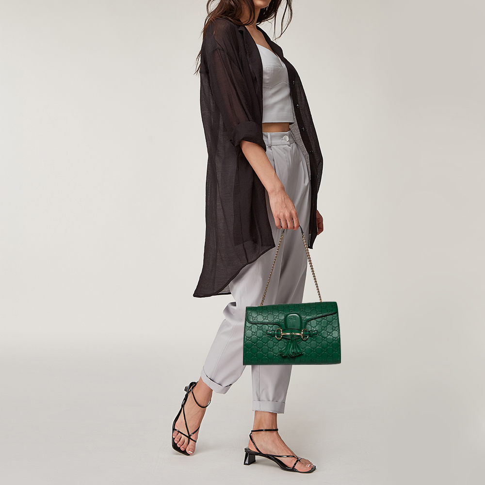 

Gucci Green Guccissima Leather Medium Emily Chain Shoulder Bag