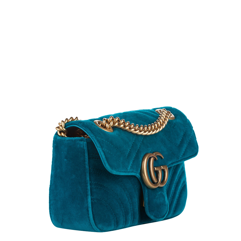 

Gucci Blue Velvet GG Marmont Mini Crossbody Bag