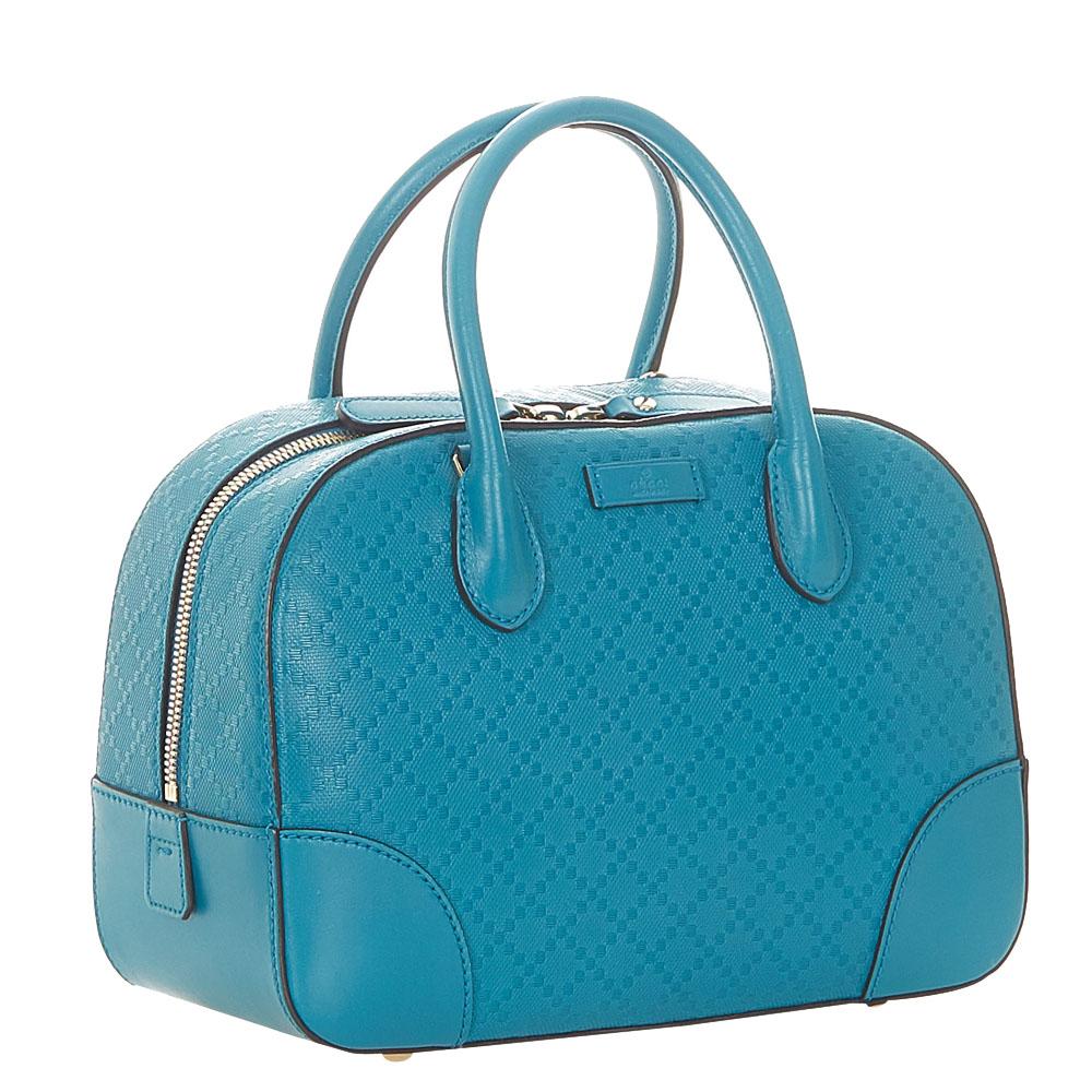 

Gucci Blue Diamante Leather Bright Satchel Bag