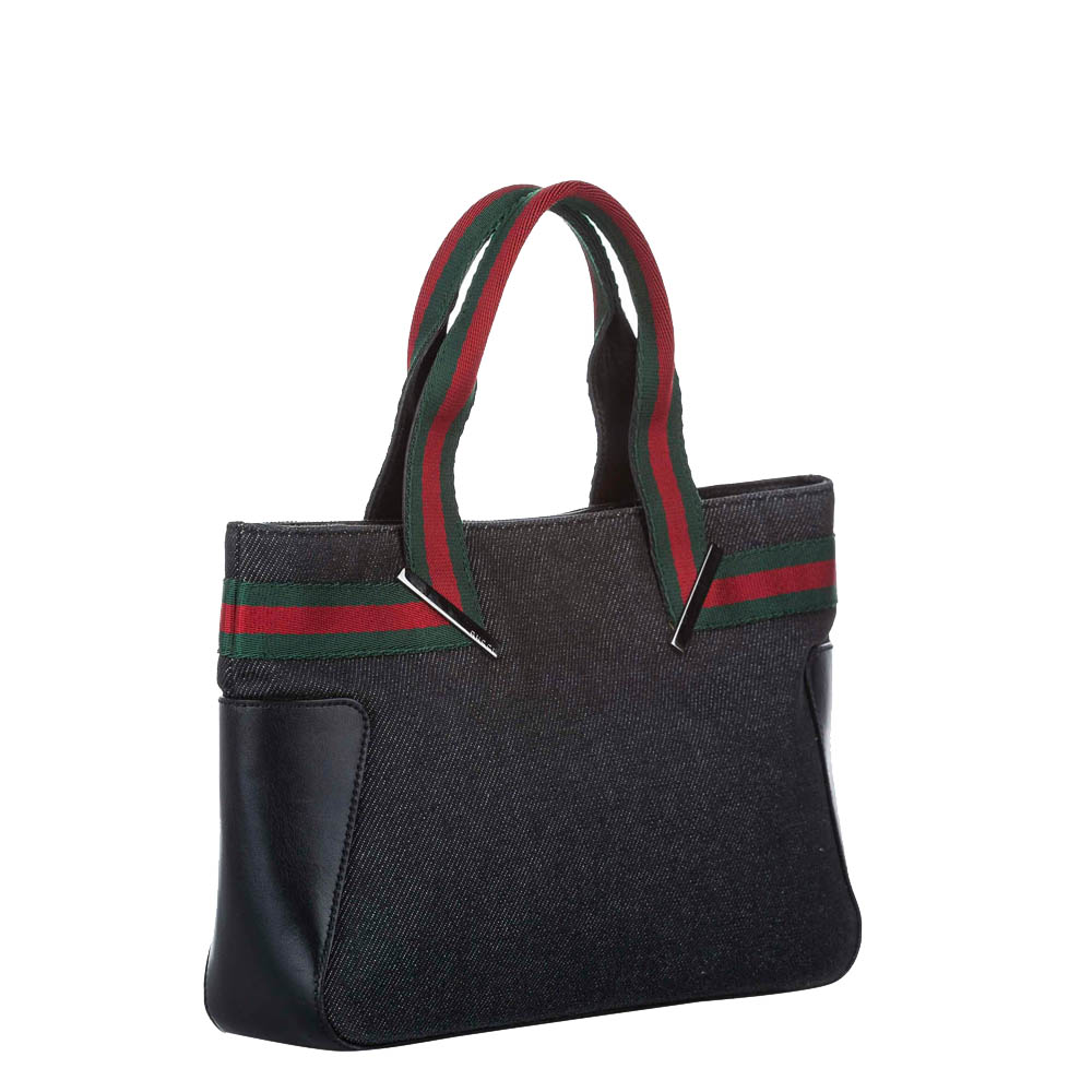 

Gucci Black Web Denim Shouldrer Bag