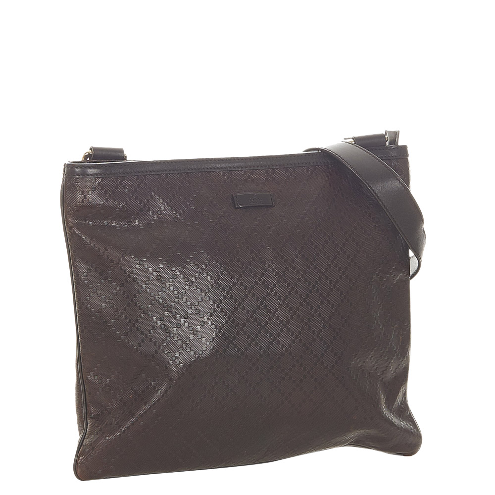 

Gucci Brown/Dark Brown Diamante Leather Crossbody Bag