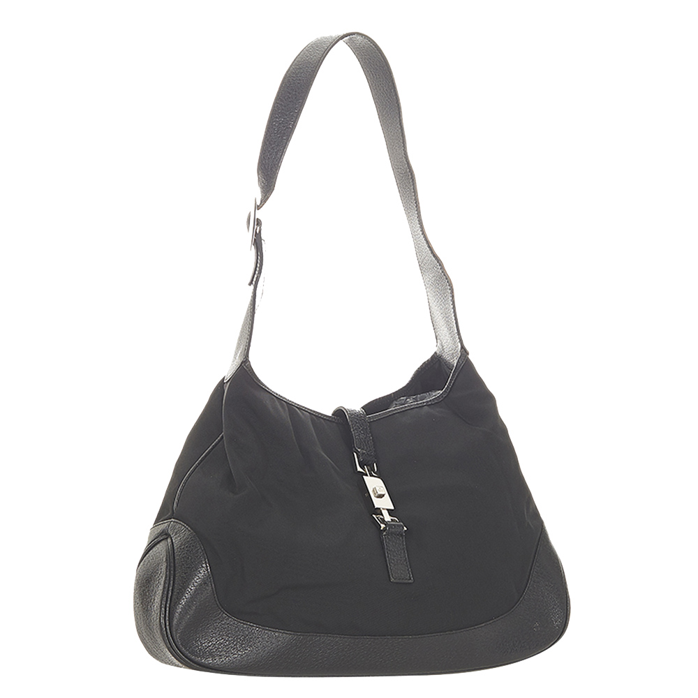 

Gucci Black GG Canvas and Leather Jackie Hobo Bag