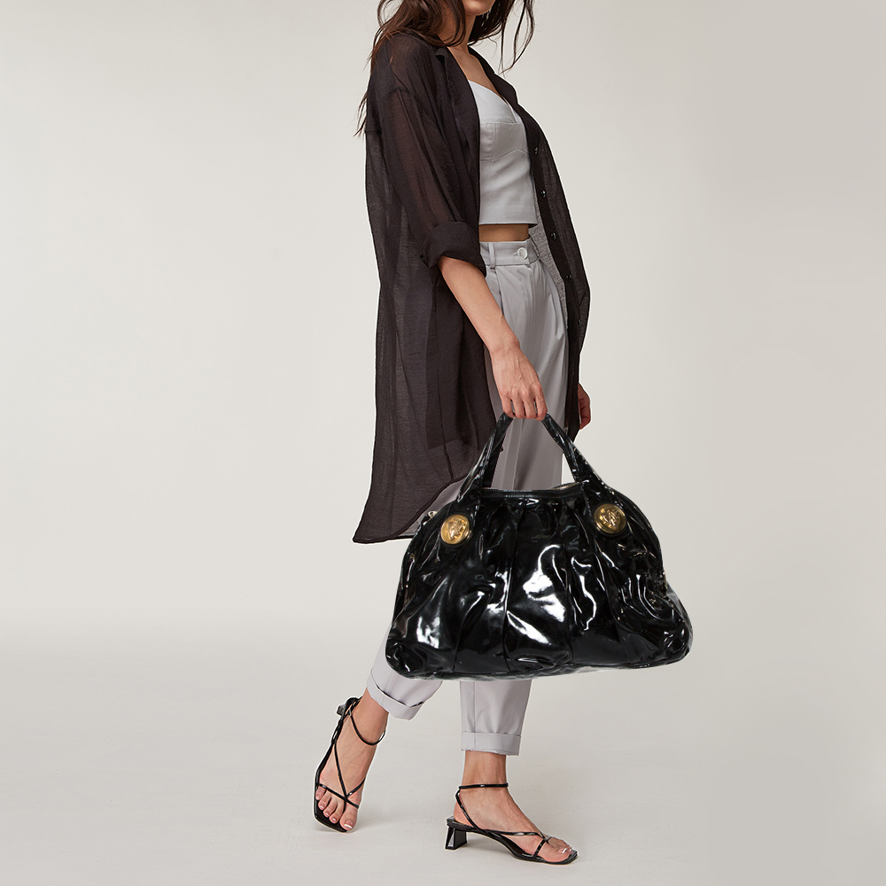 

Gucci Black Patent Leather Large Hysteria Tote
