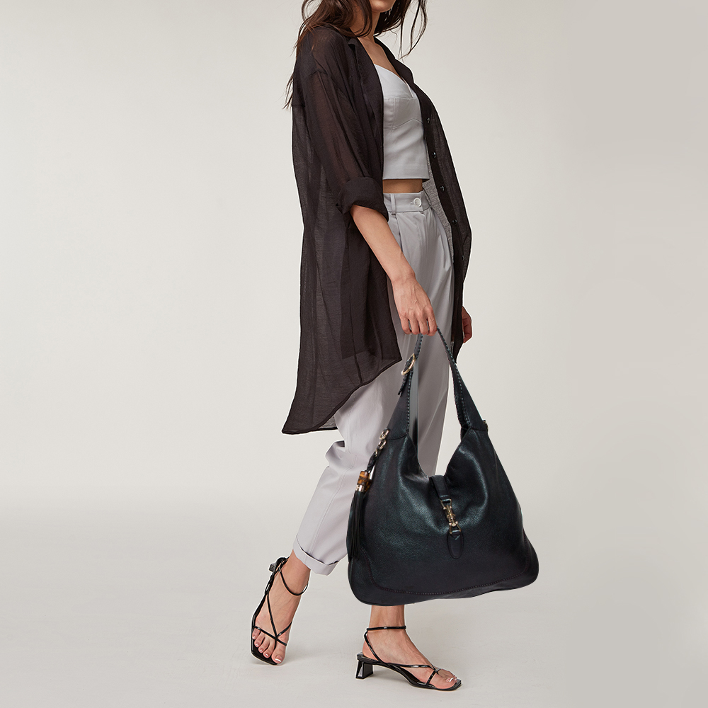 

Gucci Grey Leather Medium New Jackie Hobo