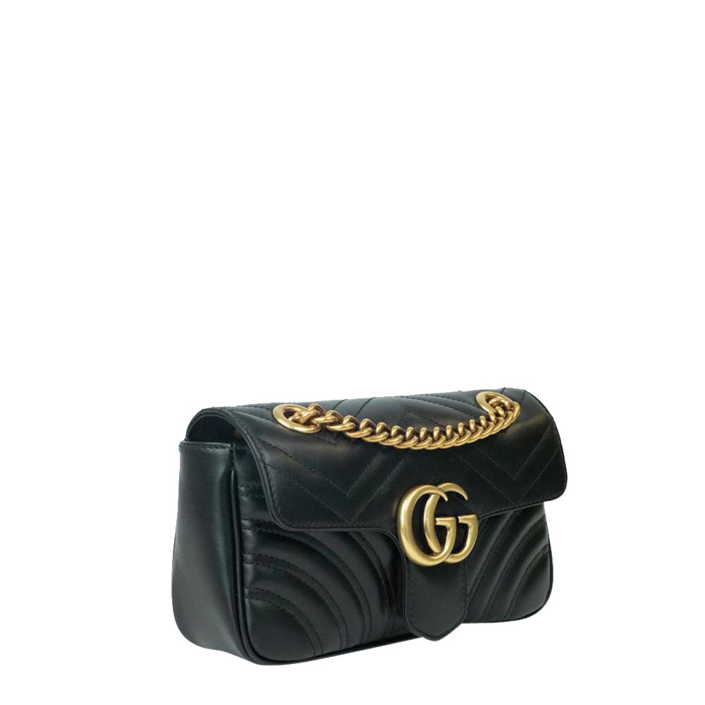 

Gucci Black Leather GG Marmont Shoulder Bag