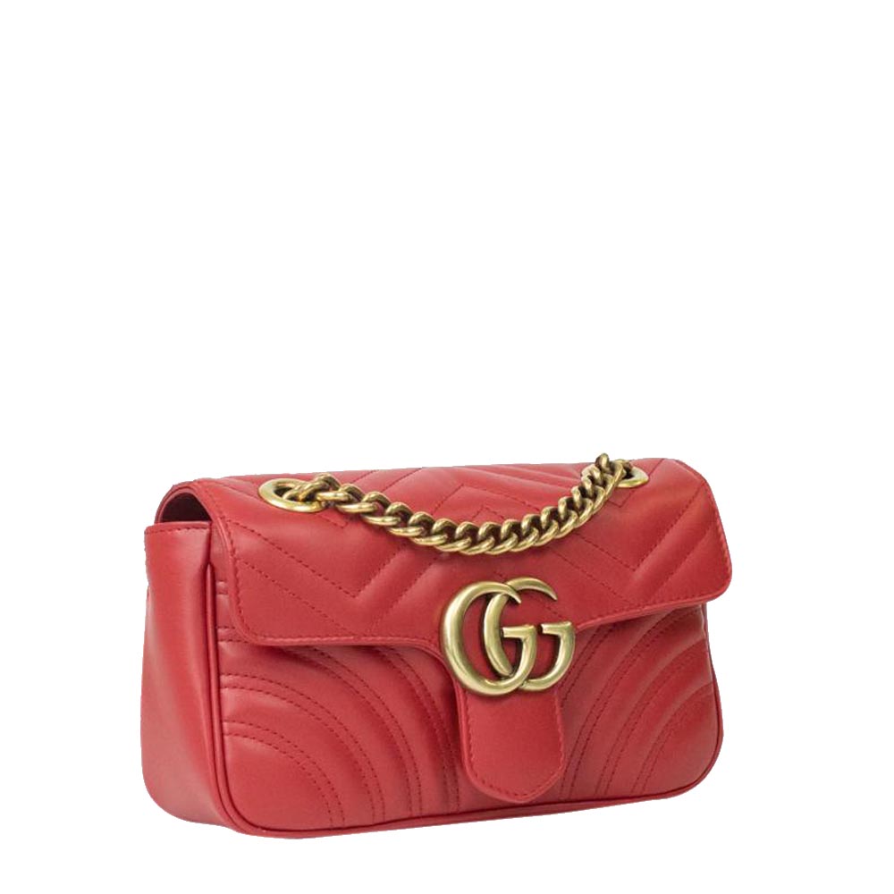 

Gucci Red Leather GG Marmont Shoulder Bag