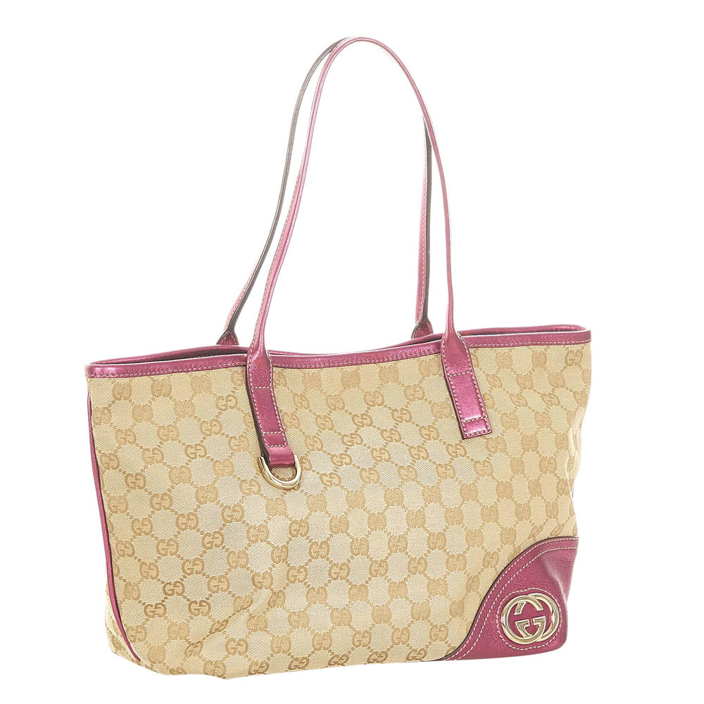 

Gucci Beige/Pink GG Canvas New Britt Tote Bag