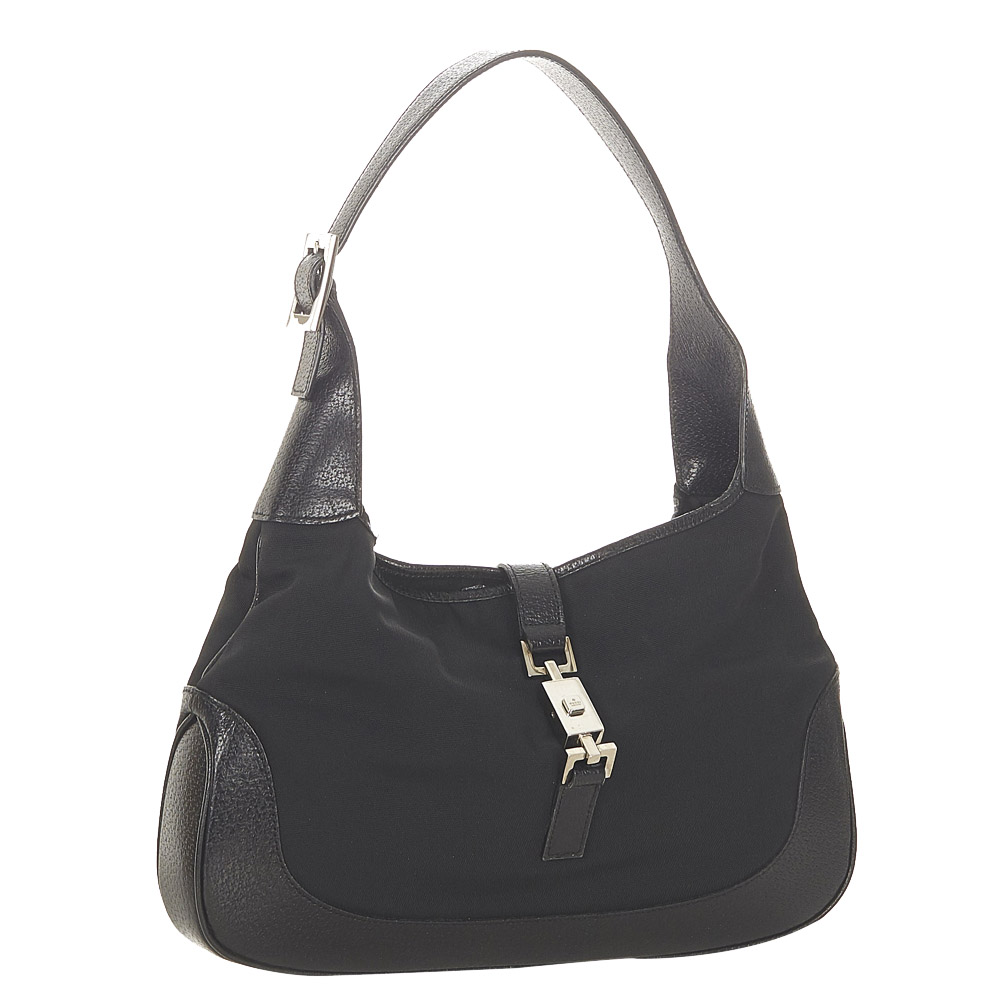 

Gucci Black GG Canvas and Leather Jackie Hobo Bag