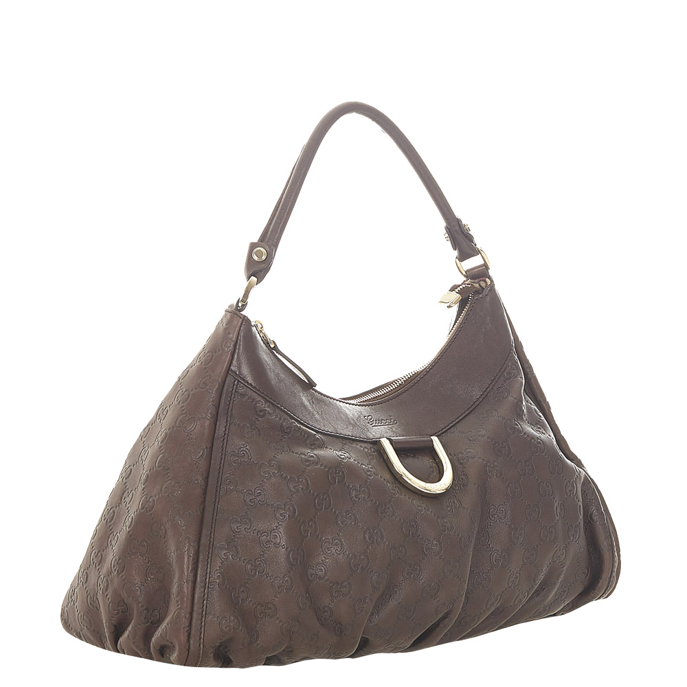 

Gucci Brown/Dark Brown Guccissima Leather Abbey D-Ring Hobo Bag