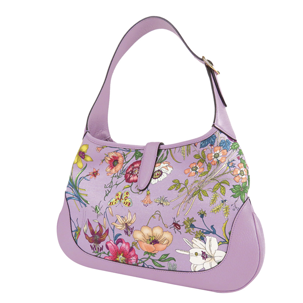 

Gucci Pruple/Multicolor Canvas and Leather Flora Jackie Hobo Bag