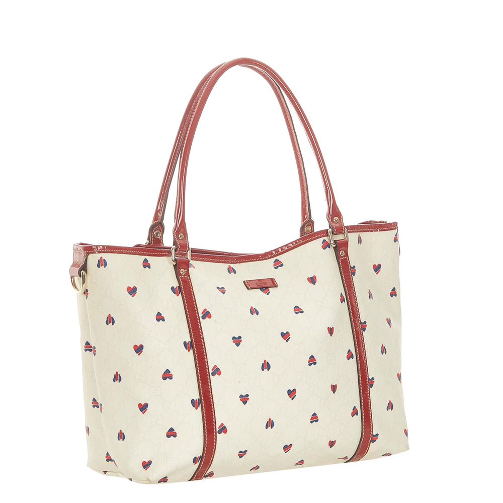 

Gucci White/Red Canvas Leather  Joy Tote Bag