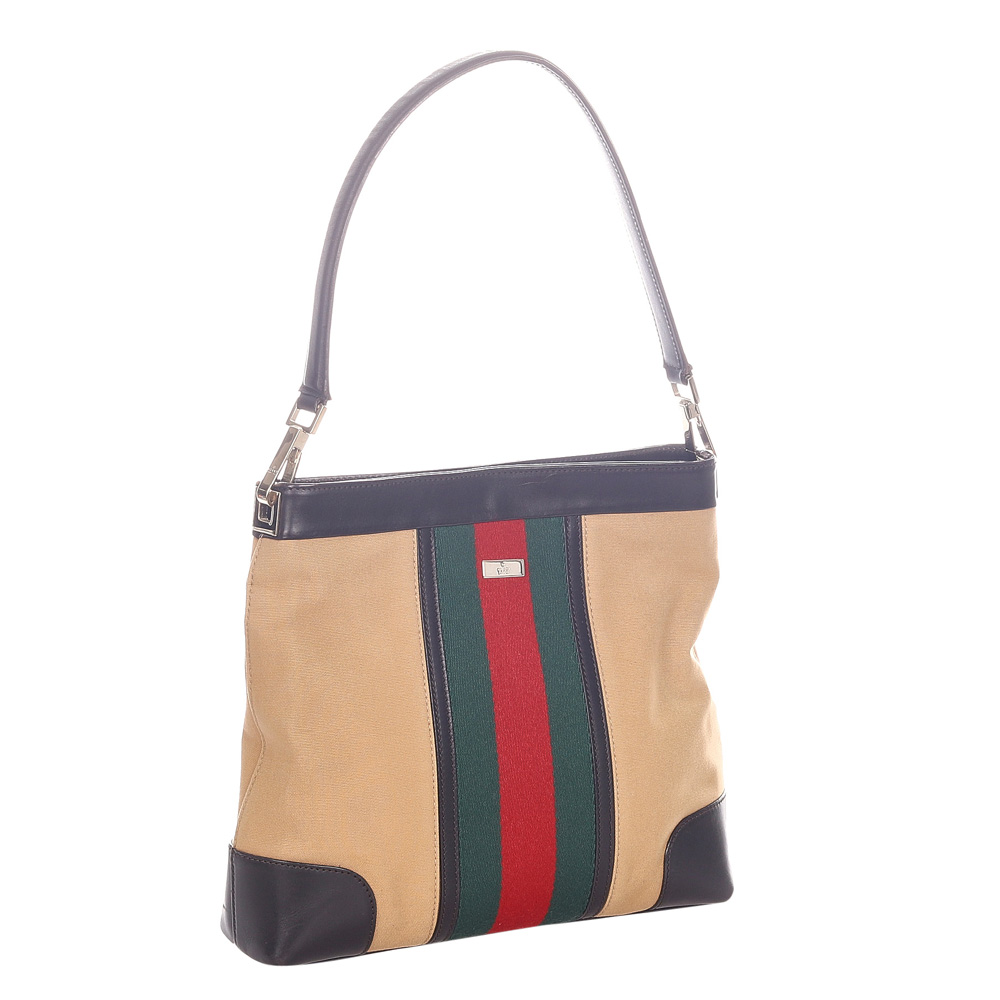 

Gucci Brown Web Canvas Shoulder Bag