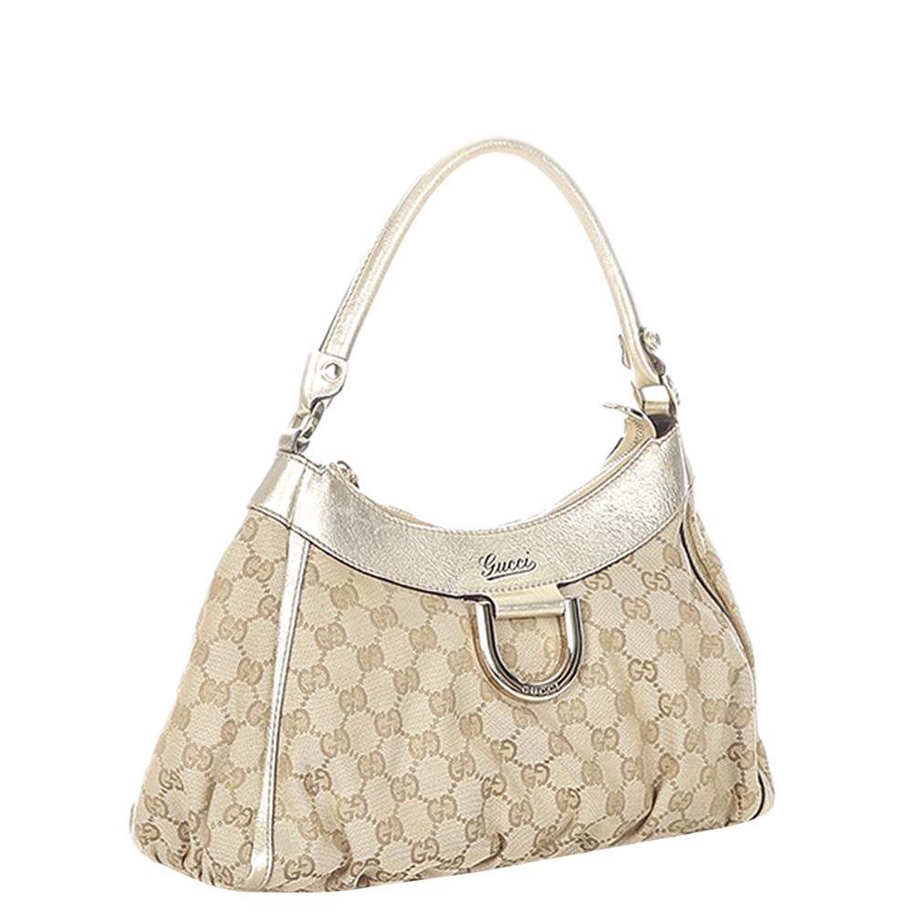 

Gucci Beige/Brown GG Canvas Abbey D-Ring Hobo Bag