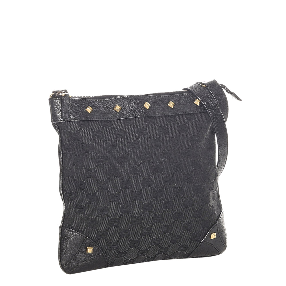 

Gucci Black GG Canvas Nailhead Crossbody Bag